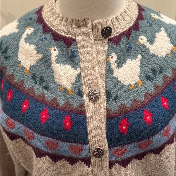 Charter Club cottagecore Cardigan with ducks 🦆 - Picture 4 of 9